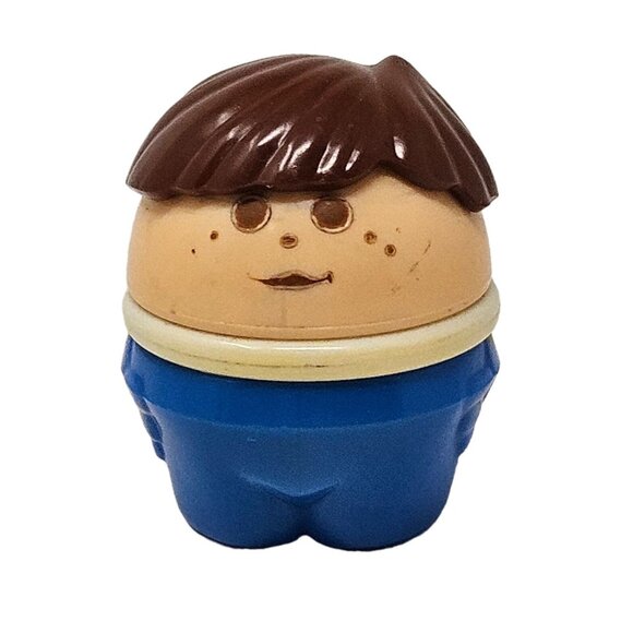 Vintage Little Tikes Toddle Tots Toy People Figures Brown Hair Blue Body Boy - Picture 1 of 7